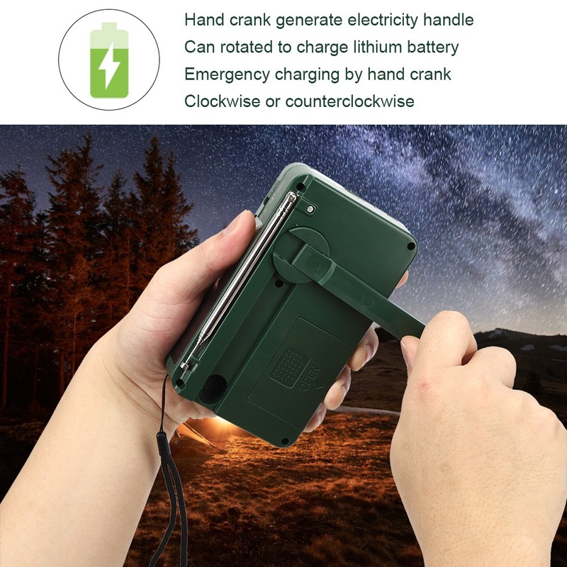 Plastic Outdoor Emergency Light Radio Hand Crank Generate Electricity Multifunction