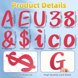 273 Pcs 4 Inch Glitter Bulletin Board Letters Set - Poster Board Letter Cutouts with Alphabet, Symbols, Numbers, Storage Bag - Classroom Decor, DIY Projects, Teacher Supplies, Office (Red)