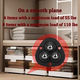 Self Adhesive Mini Caster Wheels for Small Appliances, 360°Rotation Swivel Stainless Steel Rollers for Furniture Storage Bins Trash Can (8 PCS, Black) Drcoevo