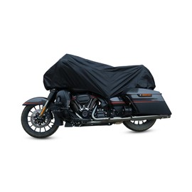 HOPESPANNER Motorcycle Cover Lightweight Half Cover Outdoor Waterproof Rain Dust Protector Black XL for Most Full Dress Touring Cruiser Vehicle Components