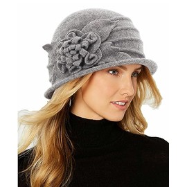 Round Cloche Hat for Women Vintage Wool 1920s Cloche Winter Hat Grey