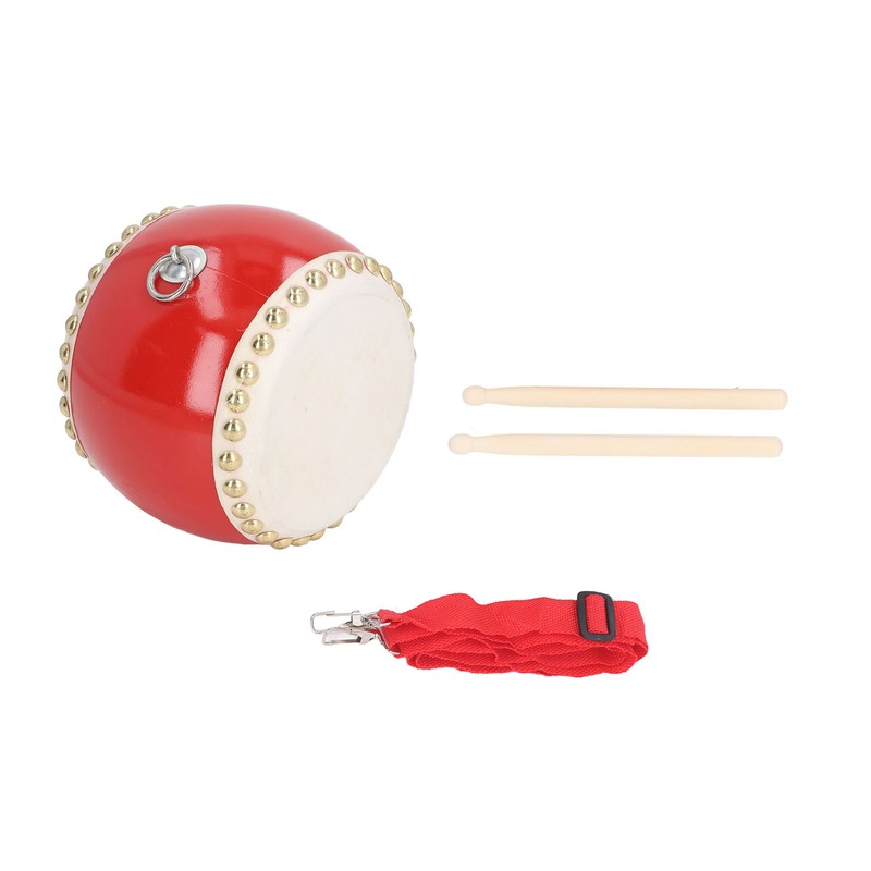 Kids Chinese Drum Plastic Sheepskin Maple Wood Red Color Children