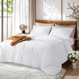 LBRO2M Duvet Cover 3 Piece, Ultra Soft Microfiber Duvet Cover Set Queen Size, Breathable & Durable Comforter Cover