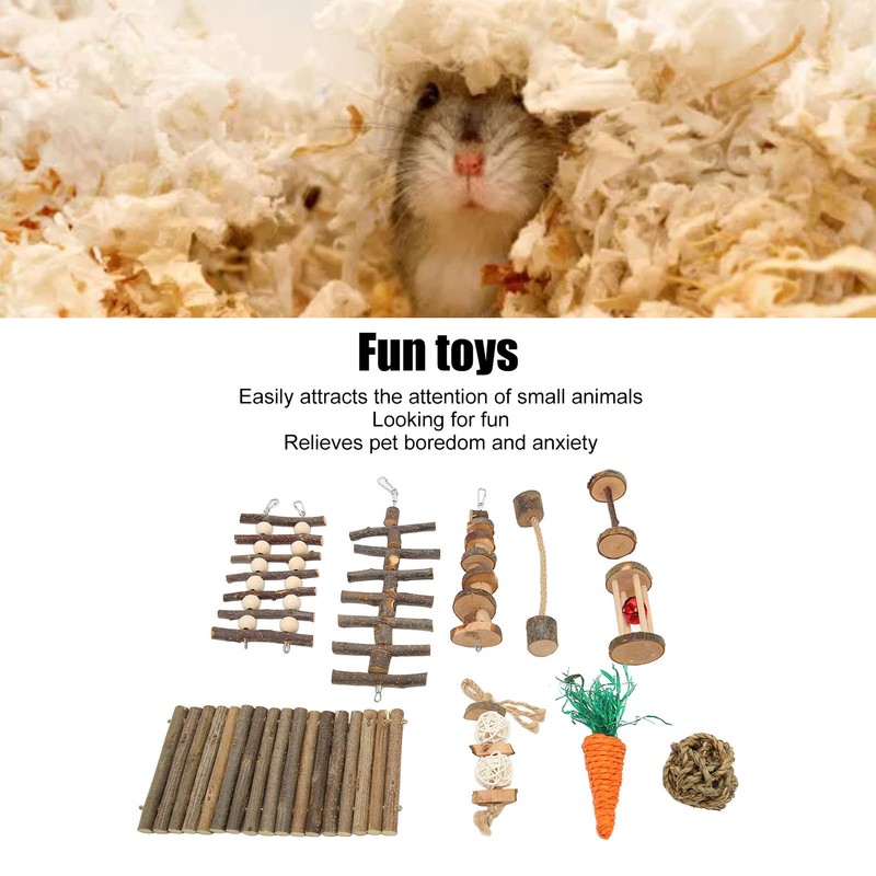 10pcs Hamster Chew Toys Set Natural Safe Teeth Grinding Exercise