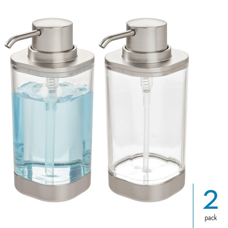 iDesign Refillable Liquid Dispenser for Bathroom or Kitchen Countertop-Set of