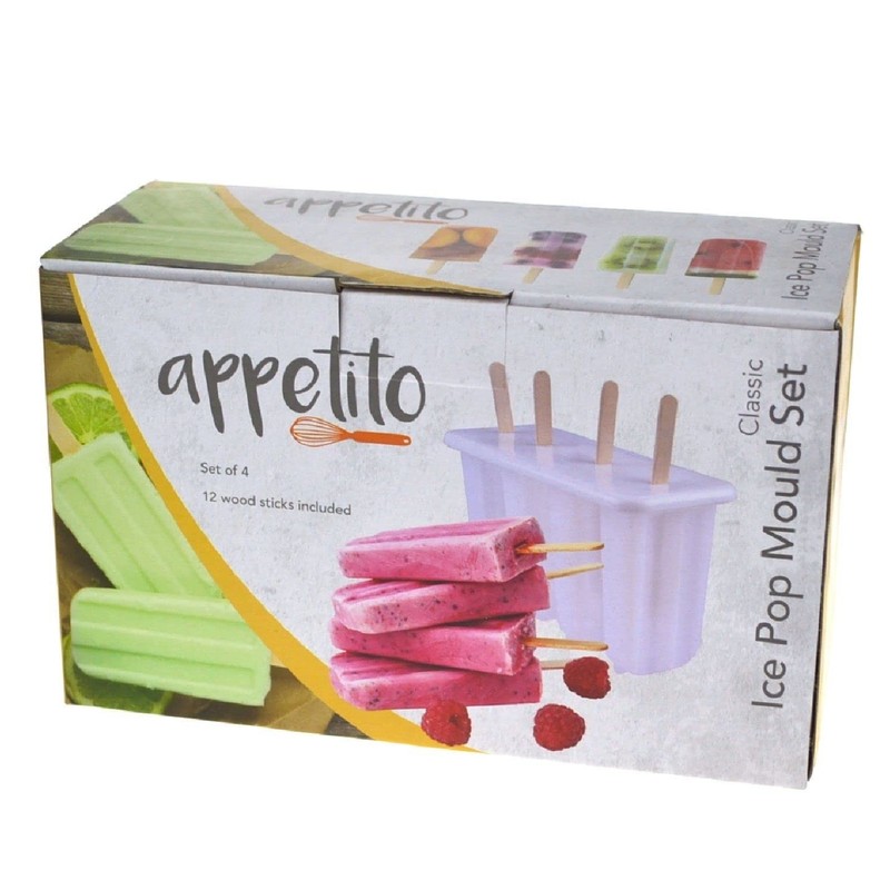 NEW APPETITO CLASSIC ICE POP MOULD SET OF 4 Iceblock