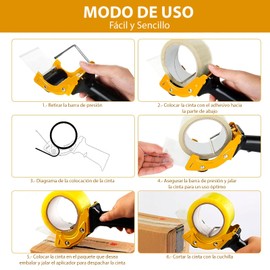 Encintador Aplicador Despachador Pistola Dispensador de Cinta Adhesiva Manual Universal para Empaque Transparente Sellado Envio para Oficina Hogar Almacen Paquetería