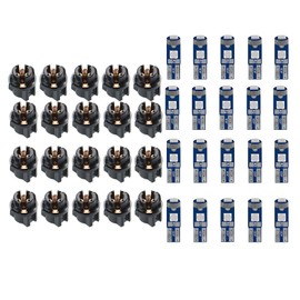 Lyxheth 20PCS 74 LED Bulb Dash Lights Super Bright, T5 37 74 Wedge LED Bulb with PC74 PC37 Twist Lock Socket, Replacement Instrument Panel Gauge Light Kits, Cluster Shift Indicator Bulbs (Yellow)