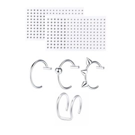 YFFSFDC Paste Earrings, Seal, Fake Earrings, Mouth Piercing, Nose Piercing, Fake, Easy to Wear, Long Lasting, Mine-based, Unisex