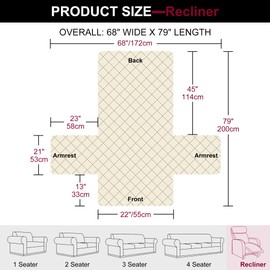 Time to Sparkle 1Pack Recliner Chair Cover Waterproof Recliner Chair Covers Slip Slipcover Protector Machine Washable Furniture Protector Cover for Kids and Pets - Black