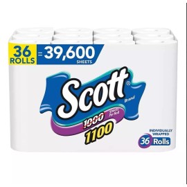 Scott 1100-Sheets, 1-Ply Bath Tissue, 36 ct NO SHIP TO CA