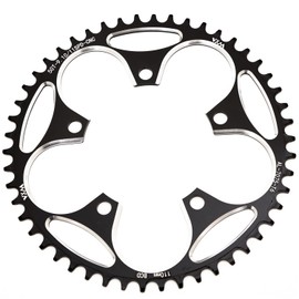 YBEKI 110 BCD Chainring 36T 38T 40T 42T 44T 46T 48T 50T 52T 54T 56T 58T Round Narrow Wide Single Chainwheel for 8 9 10 11 12 Speed Road Bike (black, 46T)