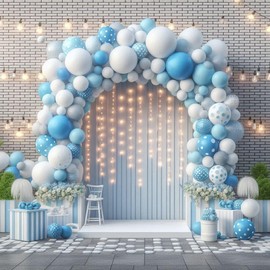 Party Balloons Pack 12 Inch Balloons Multicoloured Latex Balloons for Birthday Baby Shower Anniversary White Balloons Light-Blue Polka Dot Balloons Party Decoration Balloons 30 Pack