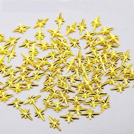 200 Pcs Gold Star Nail Charms 3D Six Pointed Star Nail Art Charms Metal Bling Starlight Nail Jewels Alloy Rivet Cute Star Nail Studs Rhinestones Nail Art Supplies for Women Girls DIY Manicure Decor