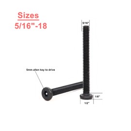 cSeao 10pcs Black 5/16-18 x 3-3/4" Socket Cap Screws Allen Head Bolts with One Hex Key