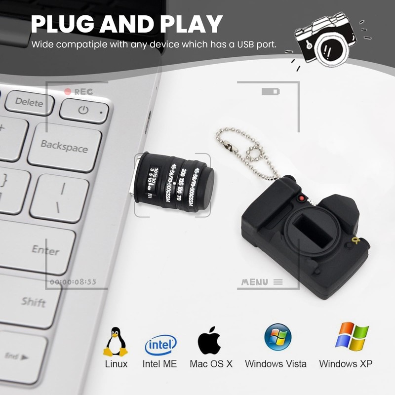 HOZYALE USB Flash Drive Cool Camera Shape USB 3.0 Flash
