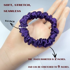 15PCS Solid Colors Fancy Mini Skinny Scrunchies Hair Ties Ropes Soft Satin Scrunchy Fashion Hair Elastics Bands Cute Ponytail Holder (D90)