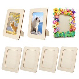 Wooden Picture Frame Set, 6 Pieces 19 x 14 cm Children's Picture Frame Craft Sets for DIY Wood Colour Gifts Decoration Children's Picture Frame for Painting for Children, Decoration, Wedding, Painting
