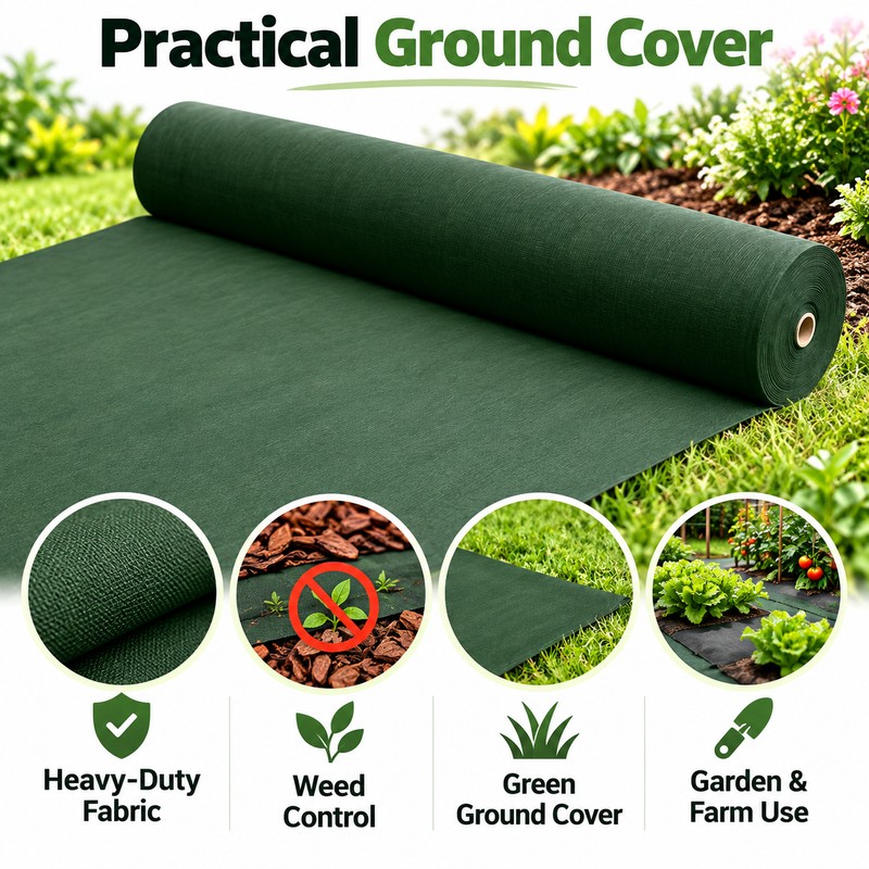 1.2Mx5M Heavy-Duty Green Weed Barrier Fabric – Non-Woven Ground Cover