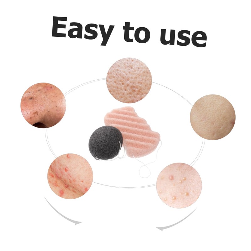 Outanaya 2pcs Konjac Body Sponge Bamboo Charcoal Face Body Scrubber