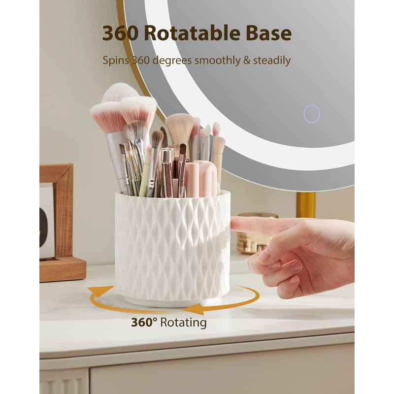 Makeup Brush Holder, [2023 Newest] [Dustproof & Waterproof] 360 Rotating