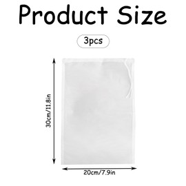 Rumyve 3pcs Nylon Nut Milk Bag,200 Mesh Fine Mesh Straining Bag,Brew Bag,Food Strainer Professional Cold Brew Filter