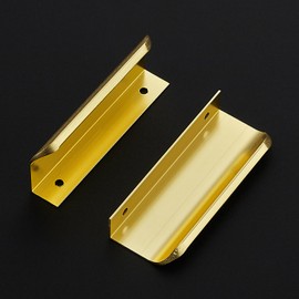 Ravinte 3 Pack Finger Pulls for Cabinets 76mm/3in Hole Center Tab Cabinet Handle Gold Finger Edge Pulls Concealed Handles for Kitchen Drawer Finger Cabinet Pulls 102mm/4.02in Length