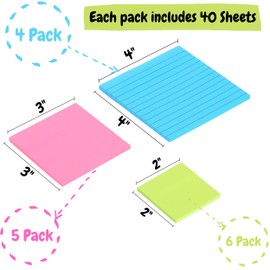Mr. Pen- Sticky Notes Set, Assorted Sizes, 15 Pc, Bright Colors, Sticky Notes, Sticky Note Pads, Sticky Notes Variety