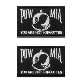 2 Pieces POW MIA You are NOT Forgotten Embroidered Iron On Sew On Emblem Patch Tactical Military Veteran Soldiers Combat Armband Shoulder Iron On Sew On Badge Patch-3.15x2 inch