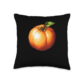 Persimmon Fruit Pixel Art Throw Pillow