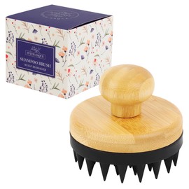 INTER-ESQUE Scalp Massager - Scalp Massage Brush - Head Massage Brush - Shampoo Brush Made of Bamboo (Black)