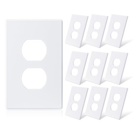 ELEGRP Matte White 1-Gang Screwless Duplex Wall Plates, Mid-Size Unbreakable Thermoplastic Faceplate Cover for Duplex & Combination Receptacle Wall Outlet & Toggle Switch, UL Listed (10 Pack)
