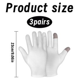 3 Paar Baumwollhandschuhe Mit Touchscree,Baumwollhandschuhe Neurodermitis,Baumwollhandschuhe Weiß,Feuchtigkeitsspendende Handschuhe, Neurodermitis Handschuhe Für Feuchtigkeitsspendend