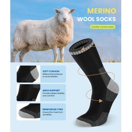 SIMIYA 5 Pairs Merino Wool Socks for Men - Cosy Warm Thermal Socks Thick Cushion Winter Socks, Crew Sports Sock for Outdoor Work Walking Hiking Running Skiing