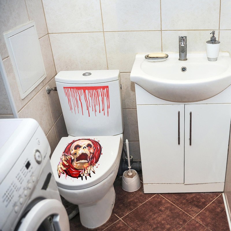 Halloween Toilet Seat Cover 3D, 23.62x12.20 Inch Scary Bathroom Decor