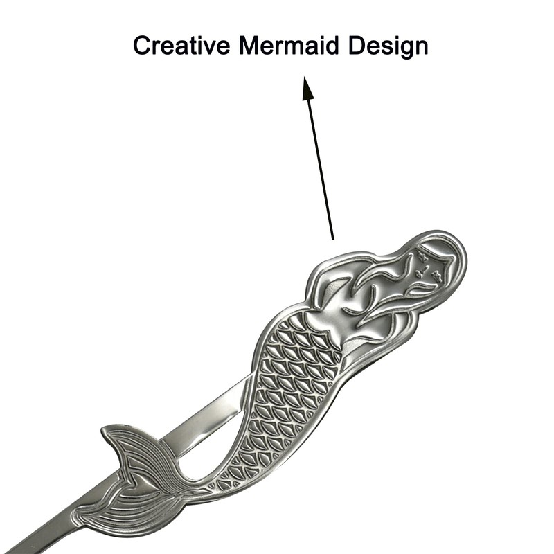 Maydahui 4 PCS Mermaid Spoon 18/10（304）Stainless Steel Fish Coffee Spoons