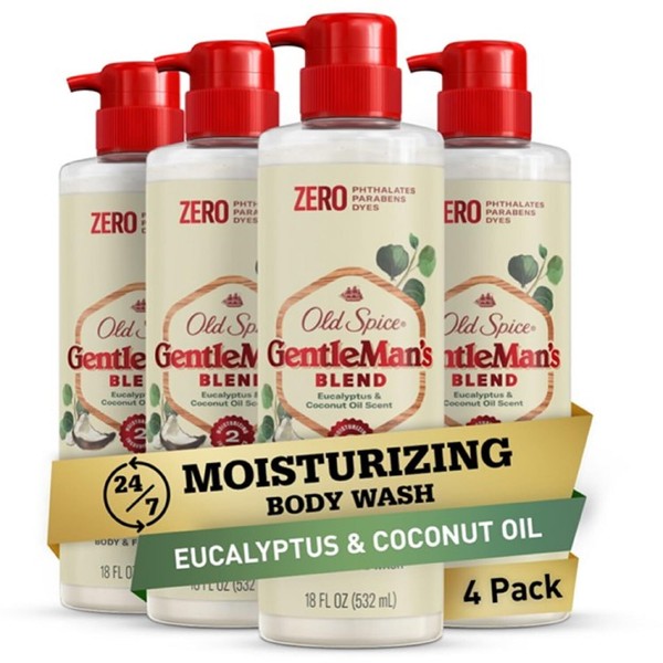 Old Spice GentleMan's Blend 4 Pack 18 Fl Oz Eucalyptus
