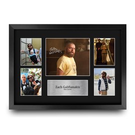 HWC Trading Zach Galifianakis The Hangover Gifts Printed Signed Autograph Picture Display for Movie Memorabilia Fans - A3 Framed