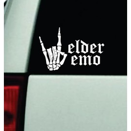 Generic Elder Emo V4 Car Decal Bumper Sticker Vinyl Truck Window Mirror JDM Windshield Rearview Auto Girls Men Music Goth Screamo Band Rock Emo Hardcore Heavy Metal Scream Blegh Skeleton Hand, White