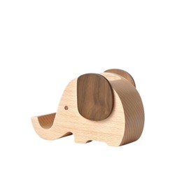 Vadisun Elephant Pencil Holder & Phone Stand - Solid Wood Desk Organizer for Office