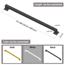 2FT Black Iron Hand Railing, Sturdy Safety Staircase Handrails Wall Mount, 500lbs Load Capacity Industrial Iron Railing Pipe Handrail for Indoor Stairs Outdoor Deck Loft Porch, Non-Slip and Rust