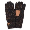 C.C Women Solid Ribbed Glove with Smart Tips (G-20)(G-33) (Black-Confetti)