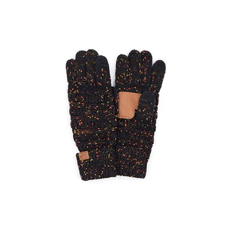 C.C Women Solid Ribbed Glove with Smart Tips (G-20)(G-33) (Black-Confetti)