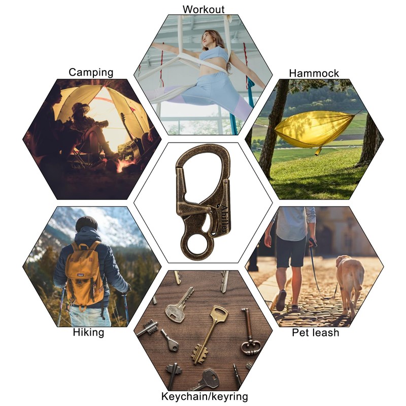 Ahiller Carabiner Clip, Double Anti-Misopening Locking Design, 3 Inch Alloy