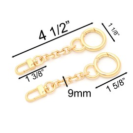 NEXT FASHION Bag Charm Bag Strap Extender Gold Metal Accessory [Set Of 2 Pieces] For Women Handbag - 9mmMiniRoloSmall 4.5"