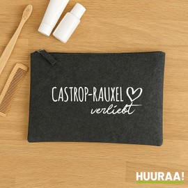 Huuraa Kulturbeutel Castrop-Rauxel verliebt Geschenk 1 Liter Charcoal Filz Castrop-Rauxel Geschenkidee