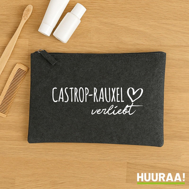 Huuraa Kulturbeutel Castrop-Rauxel verliebt Geschenk 1 Liter Charcoal Filz Castrop-Rauxel