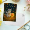 Mr. & Mrs. Panda Postcard Raccoon Lantern Design White
