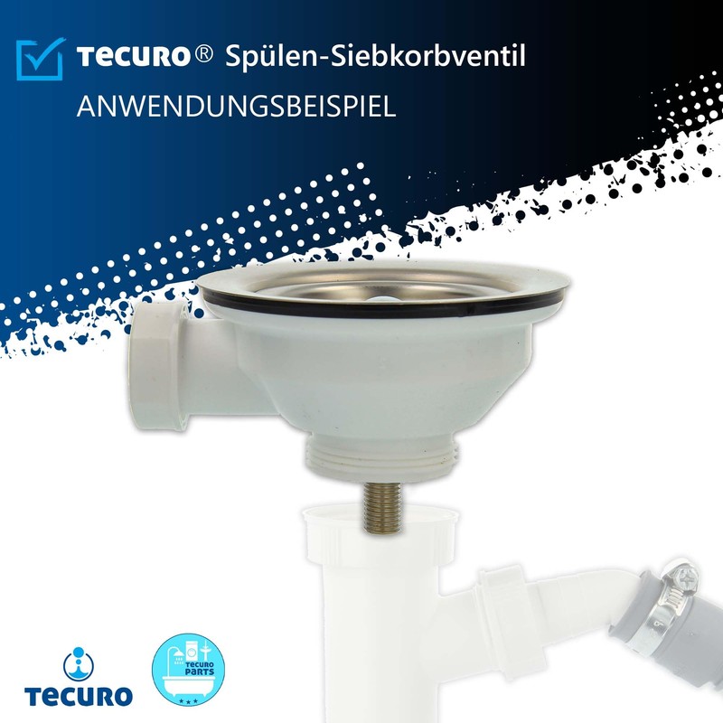 Tecuro rinse drain, rinse strainer valve, 1 1/2 inches, diameter