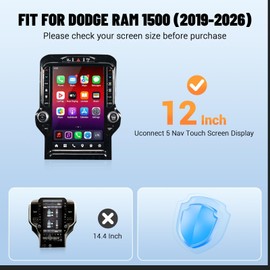 Zaqmru 12 Inch Screen Protector for Dodge Ram 2019-2025 2026, 1PC